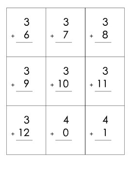 Preview of Math Addition Facts Flashcards