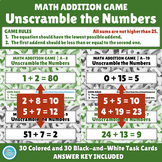 Math Addition Game Task Cards | Unscramble the Numbers