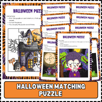 Preview of Halloween Match Puzzle Halloween Activites Halloween Craft Halloween Worksheet