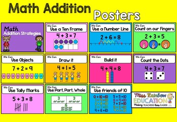 Math Addition Posters (Early Years) by Miss Rainbow Education | TpT