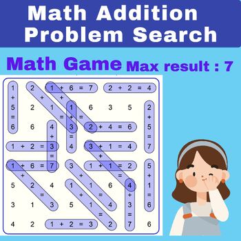 Preview of Math Addition Problem Search - Math Game - Max Result: 7