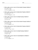 Math Addition Properties QUIZ
