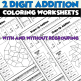 Math Addition Coloring Worksheets 2 Digit