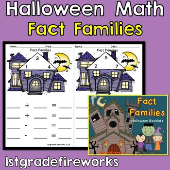 Preview of Math Addition & Subtraction Fact Families -  Halloween Booklets