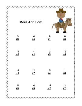 math addition subtraction within 20 worksheets fun cowboy theme