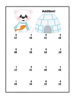 Math Addition & Subtraction Within 20 Worksheets- Penguins and Polar Bears