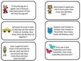 Math Addition Word Problem Flash Cards. Preschool flash ca