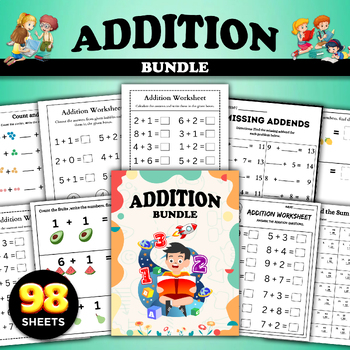 Preview of Math Addition Worksheets for Preschool to Kindergarten, Early Math Practice