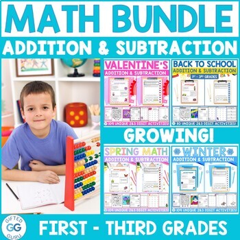 Preview of Math Addition and Subtraction Story Problems for the Year Growing Bundle