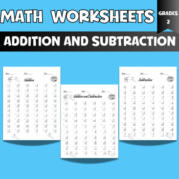 Preview of Math Addition and Subtraction Worksheets Within 60-2nd Grade Math Facts