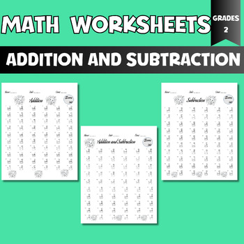 Preview of Math Addition and Subtraction Worksheets Within 99-2nd Grade Math Facts