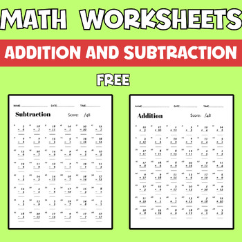 Preview of Math Addition and Subtraction Worksheets Within20-1st Grade Math Facts
