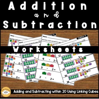 Math Addition and Subtraction Worksheets for Kindergarten | TpT