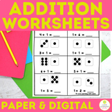 Math Addition to 10 Worksheets | Math Center Work Writing 