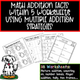Kindergarten Math Addition Worksheets within 5  Using Mult