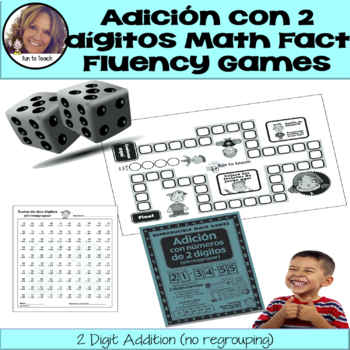 Preview of Math - Adición con 2 Dígitos - Spanish Addition Math Fact Fluency Games