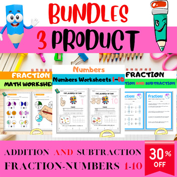 Preview of Math Adventures Bundle: Numbers 1-10 Activity Worksheets, Fraction Fun, Operatio