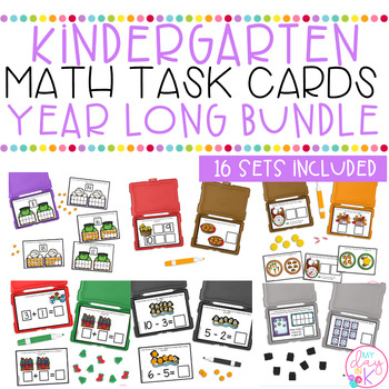 Preview of Kindergarten Task Card Math Activities | Math Centers | Year Long BUNDLE