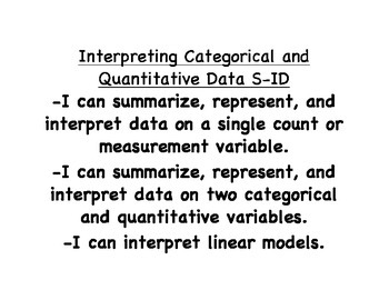 Preview of Math - Alaska Standards: Statistics and Probability "I can statements"