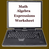 Math Algebra Expressions Worksheet - Elementary