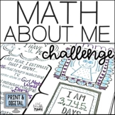Math All About Me Challenge - Back to School Get to Know Y