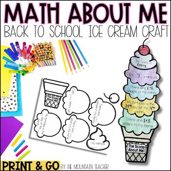 Preview of Math All About Me Ice Cream Math Craft and Bulletin Board for Back to School