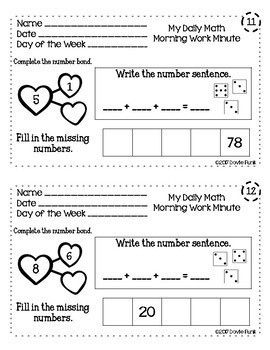 first grade math morning work minute worksheets february by dovie funk