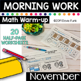 First Grade Math - Morning Work Minute Worksheets - November