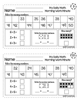 first grade math morning work minute worksheets october by dovie funk