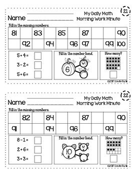 first grade math morning work minute worksheets october by dovie funk