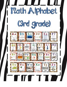 Preview of Math Alphabet 3rd Grade STAAR - Animal Print