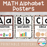 Math Alphabet Classroom Posters - Boho Brown - PDF, PNG wi