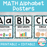 Math Alphabet Classroom Posters - Boho Blue Dalmatian Theme