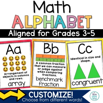 Preview of Math Alphabet Posters ABCs Vocabulary Terms Word Wall Bulletin Board Decor