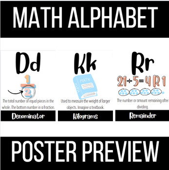 Preview of Math Alphabet Posters - Calm Colors