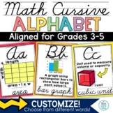 Math Alphabet Posters Cursive | ABCs Vocabulary | Bulletin