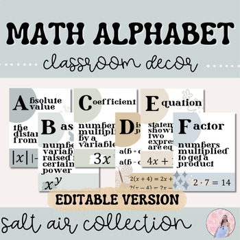 Preview of Math Alphabet Posters - Middle School Math/Algebra - SALT AIR - Classroom Decor