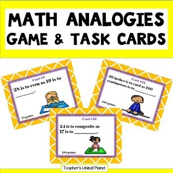 Preview of FREE Math Analogies Game and Task Cards