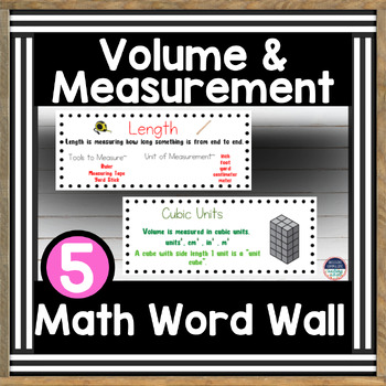 Preview of Math Word Wall 5th Grade Volume & Measurement Vocabulary Cards