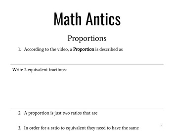 Preview of Math Antics Guided Notes : Proportions