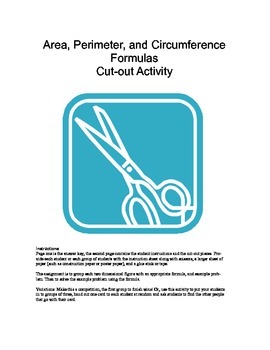 Preview of Math: Area, Perimeter, and Circumference Formulas Cut-out Activity