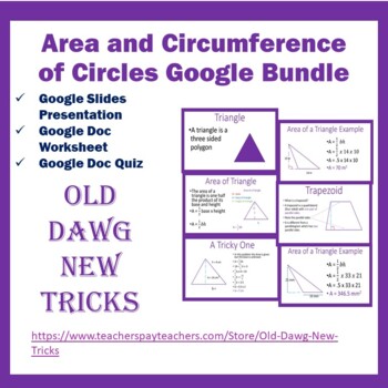 Preview of Math: Area and Circumference of Circles Google Bundle