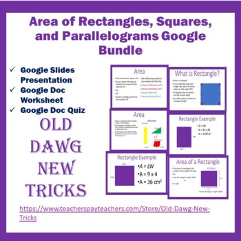 Preview of Math: Area of Rectangles, Squares, and Parallelograms Google Bundle