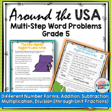 5th Grade Multistep Word Problems Task Cards Activities or