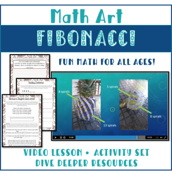 Preview of Math Art Fibonacci video lesson and activity pack