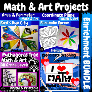Preview of Math & Art Geometry Projects Enrichment BUNDLE Back to School | End of the Year