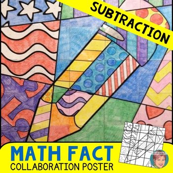 Preview of Math + Art Integration Activity | Subtraction Review Coloring Sheet Poster