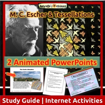 Preview of Math Art M.C. Escher Tessellations PowerPoints Thematic Unit Distance Learning