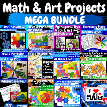 Preview of Math & Art Projects Geometry MEGA BUNDLE Fun Math Craft STEAM Activities Fractal