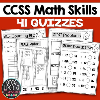 Preview of Math Assessment - 41 No Prep 5 Minute Math Quizzes - CCSS for K-2